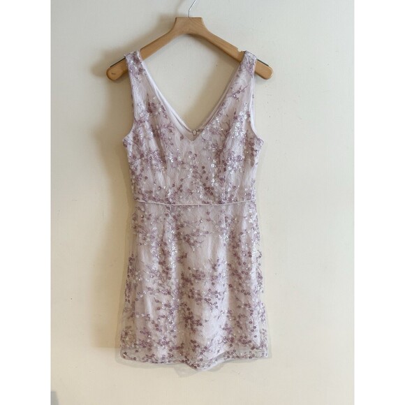 Anthropologie BHLDN Adrianna Papell Pink Adaliz Dress A Line Sequin Sz 10 - Picture 1 of 6